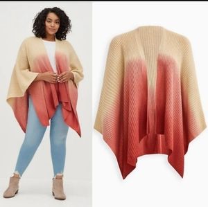 TORRID NWT RUANA -KNIT TRICOLOR DIP DYESWEATER WRAP-ONE SIZE NWT
